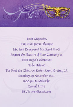 Purple and Gold Masquerade Invitation